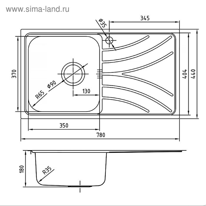 

Мойка для кухни IDDIS Arro S, ARR78PLi77, полированная, чаша слева, 780х440 мм