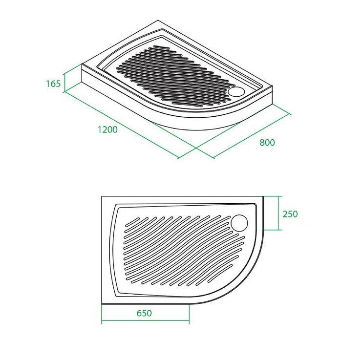 Поддон душевой IDDIS, полукруглый, акриловый, правый, 120х80х16,5 см, 27R, 27RR128i22