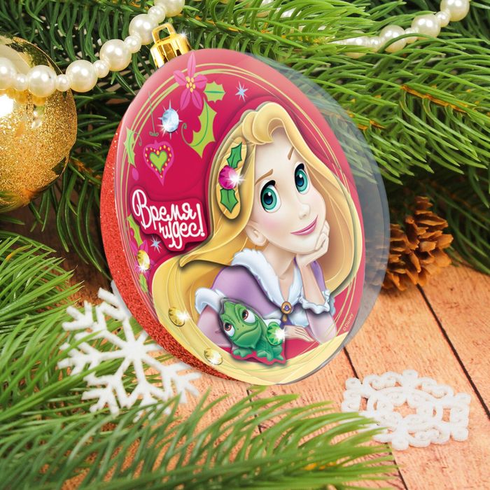 Шар новогодний "Время чудес" Принцессы: Рапунцель с 3D аппликацией