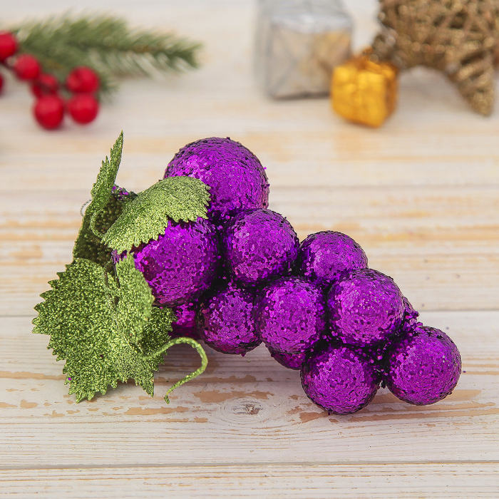 Ёлочная игрушка "Виноградная гроздь" фиолетовая