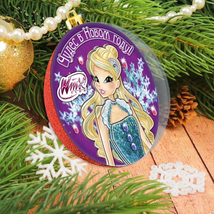 Шар новогодний "Чудем в Новом году" феи ВИНКС: Стелла с 3D аппликацией