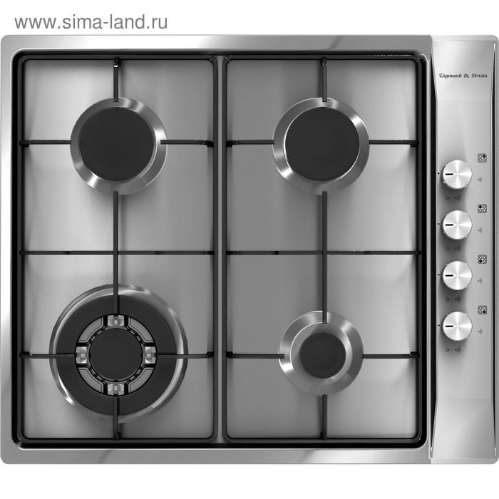 

Варочная поверхность Zigmund & Shtain GN 98.61 S, газовая, 4 конфорки, серебристая