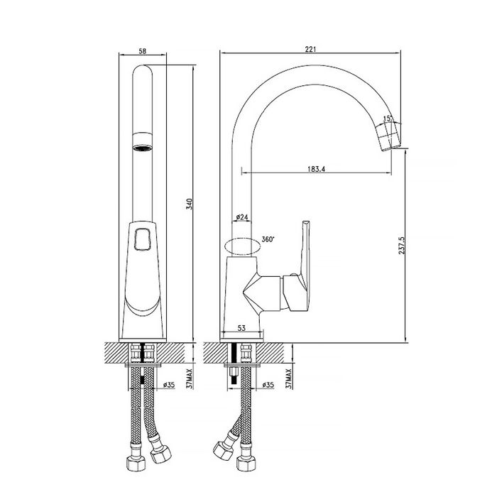Смеситель для кухни IDDIS Runo, RUNSBJ0i05