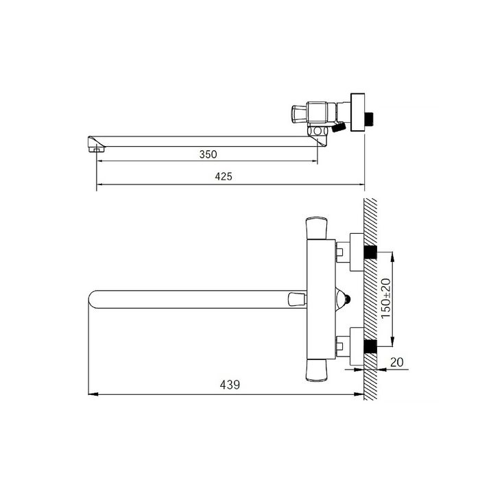 Смеситель для ванны Milardo Monet, MONSBL2i10, с длинным изливом