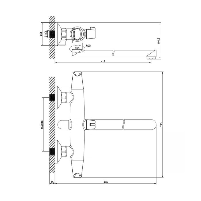 Смеситель для ванны IDDIS Funk, FUNSBL2i10, с длинным изливом