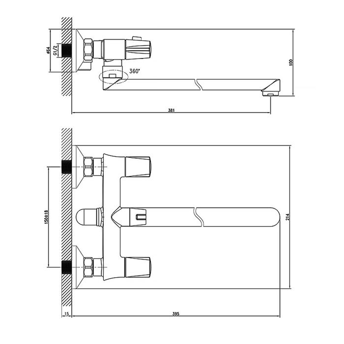 Смеситель для ванны IDDIS Jam, JAMSBL2i10, с длинным изливом