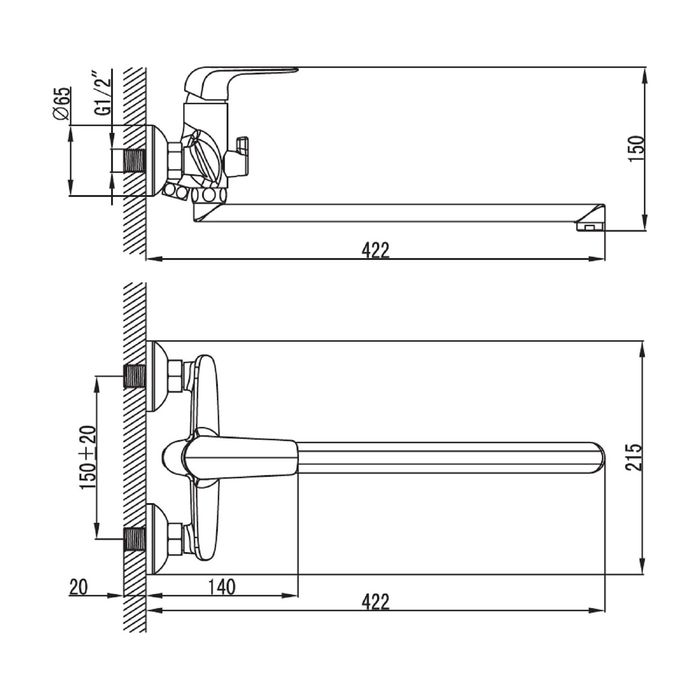 Смеситель для ванны IDDIS Pond, PONSBL2i10, с длинным изливом