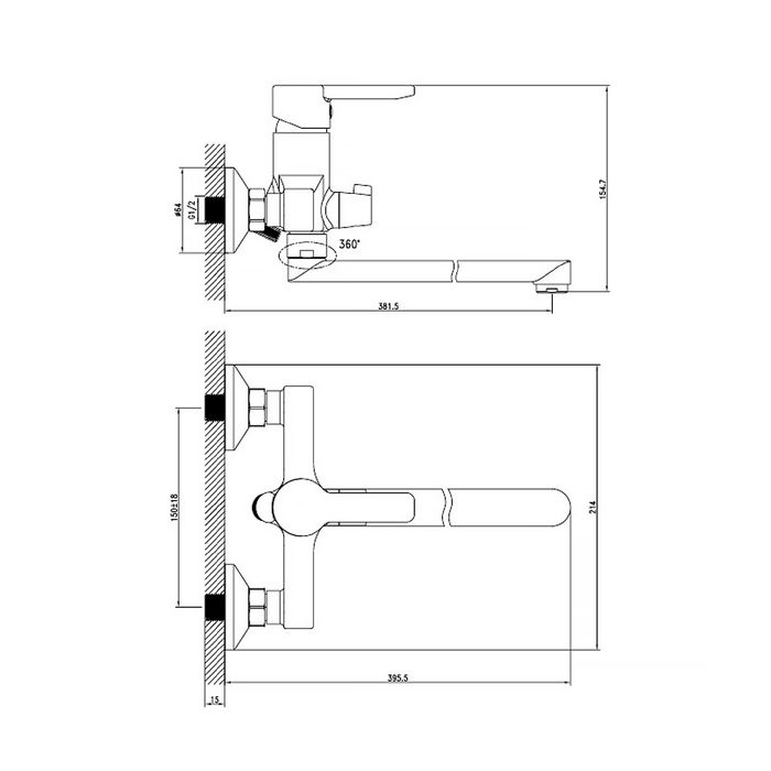 Смеситель для ванны IDDIS Sena, SENSBL2i10, с длинным изливом