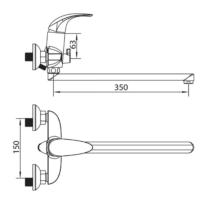 Смеситель для ванны IDDIS Leaf LEASBL0i10, с длинным изливом