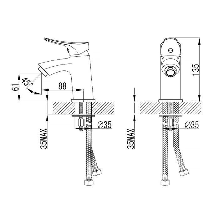 Смеситель для раковины Milardo Volga, VOLSB00M01