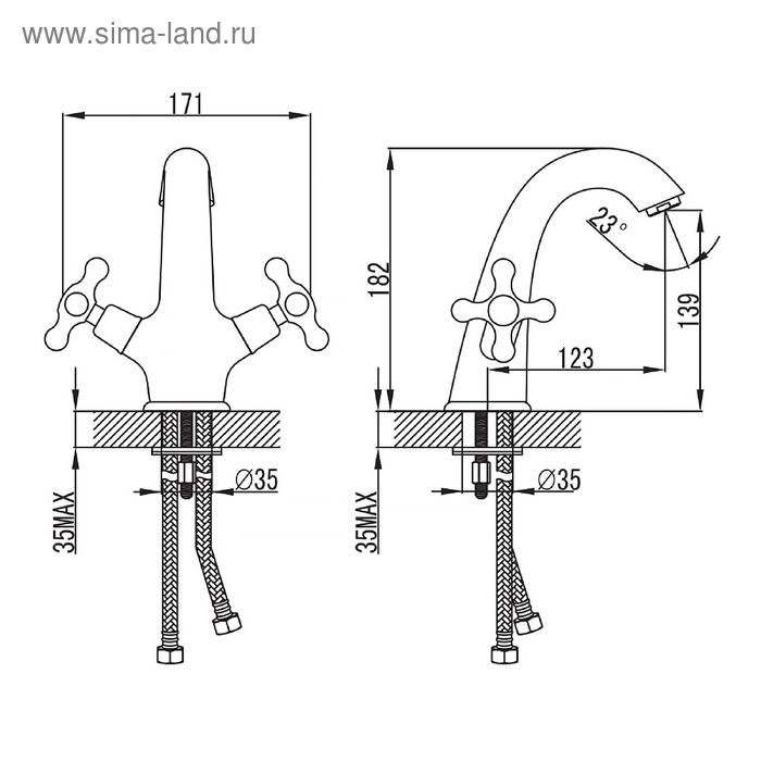 

Смеситель для раковины IDDIS Jeals, 19004T4C, двухвентильный