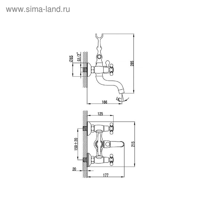 

Смеситель для ванны IDDIS SAM, SAMSB02i02, двухвентильный