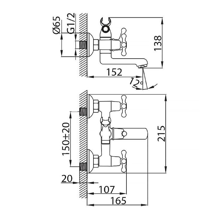 Смеситель для ванны Milardo Bosfor, BOSSB00M02