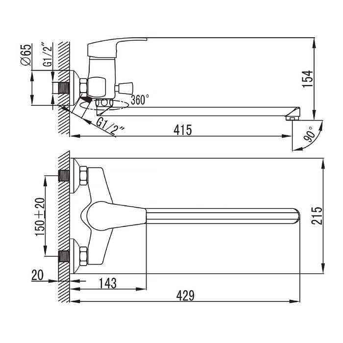 Смеситель для ванны IDDIS Sicily, CD23A19CK+Z06
