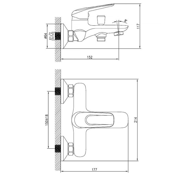 Смеситель для ванны IDDIS Male, MALSB00i02
