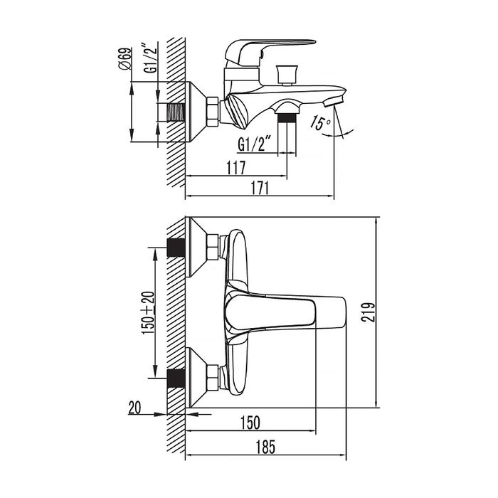 Смеситель для ванны IDDIS Pond, PONSB00i02
