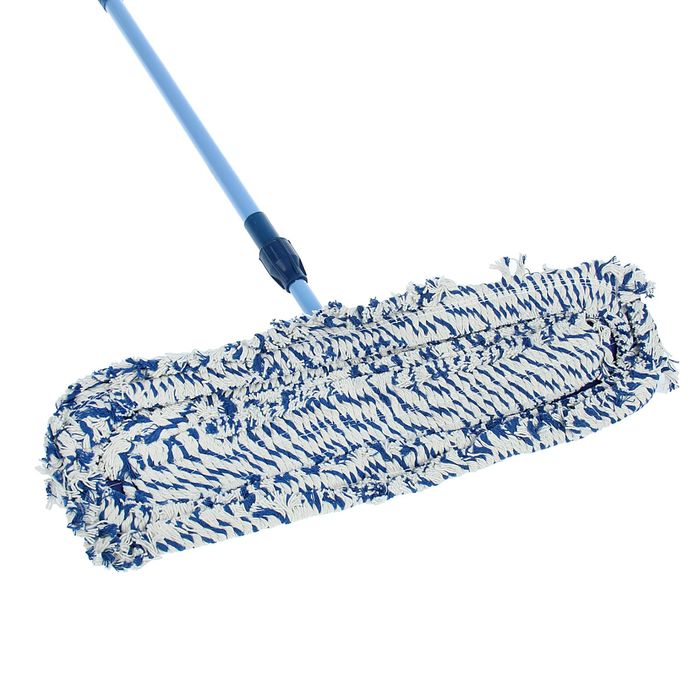 Швабра плоская, телескопическая ручка 72-120 см, широкая х/б насадка