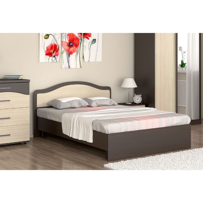 Кровать 160 с орт.основанием  Лиана   1700х862х2032    венге/ дуб млечный