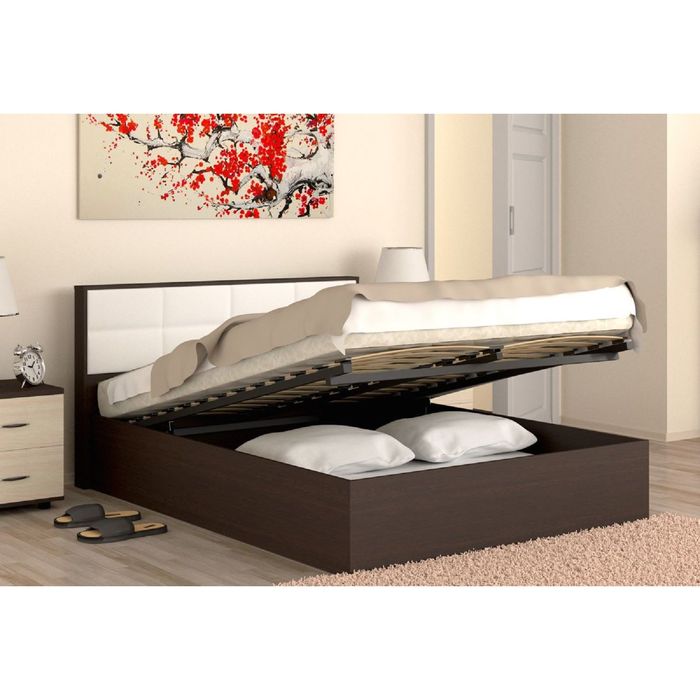 Кровать 140  Сонет  ПМ  1485x906x2136    венге/кож.зам.