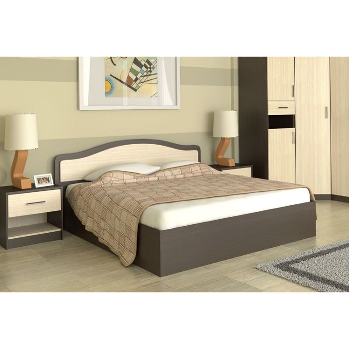 Кровать 160  Лиана  ПМ  1700x862x2052    венге/дуб млечный