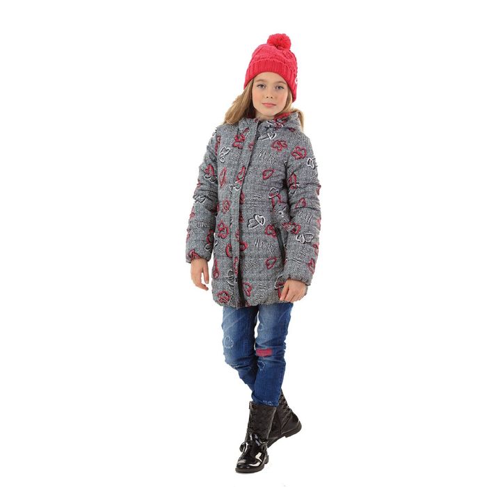 Куртка для девочек, возраст 11 лет, цвет серый