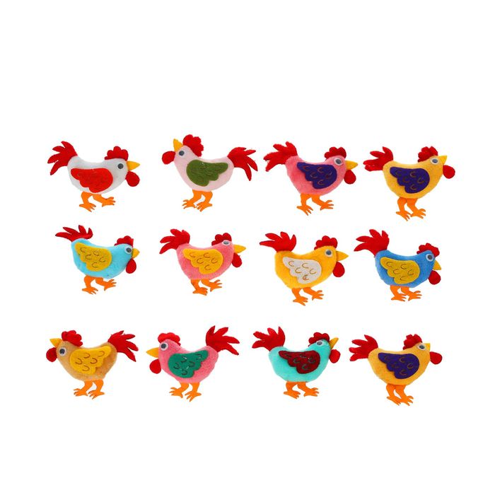 Мягкая игрушка - магнит "Петух" большие глазки, цвета МИКС