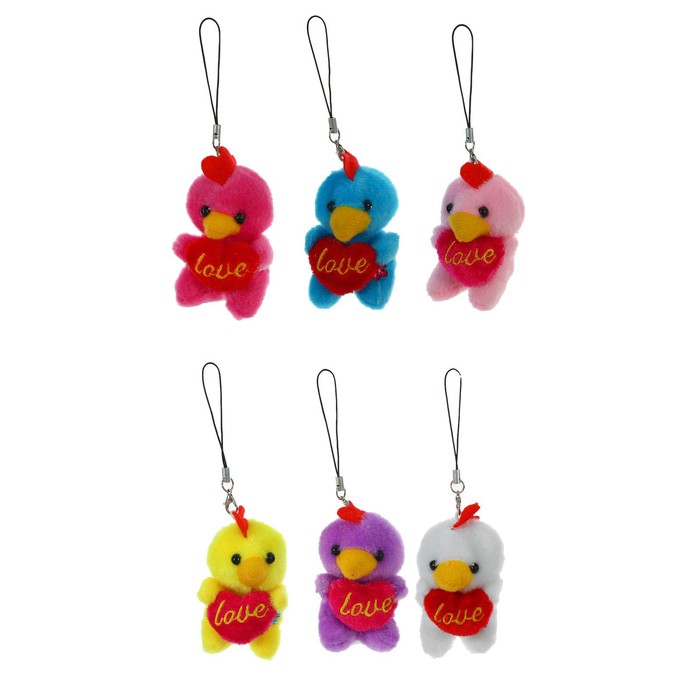 Мягкая игрушка - подвеска "Влюбленный петух" цвета МИКС