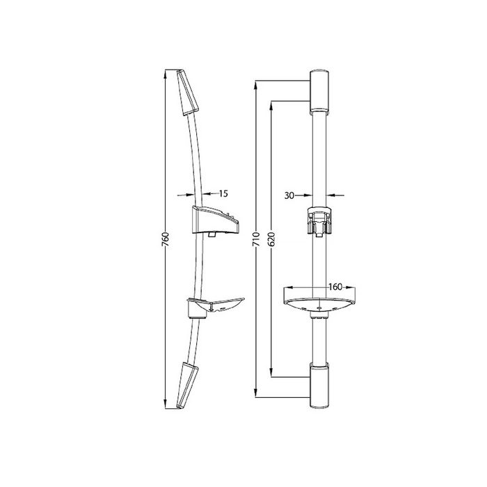 Стойка для душа IDDIS A30311, с мыльницей, 760 мм