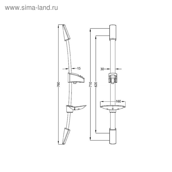 

Стойка для душа IDDIS A30311, с мыльницей, 760 мм