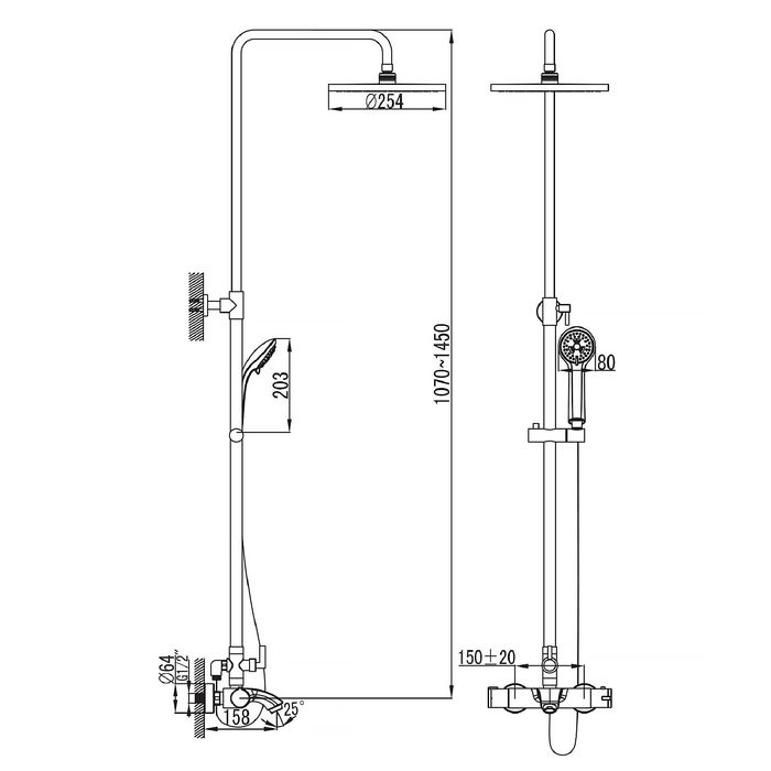 Стойка со смесителем IDDIS Thermolife, THESBBTi06, термостат