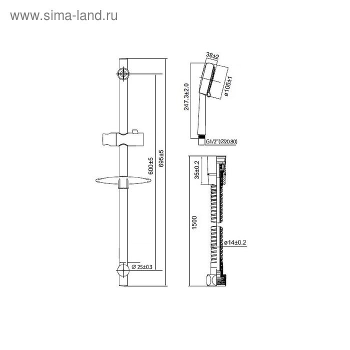 Душевой гарнитур IDDIS Aquajoy, AQU3F00I16