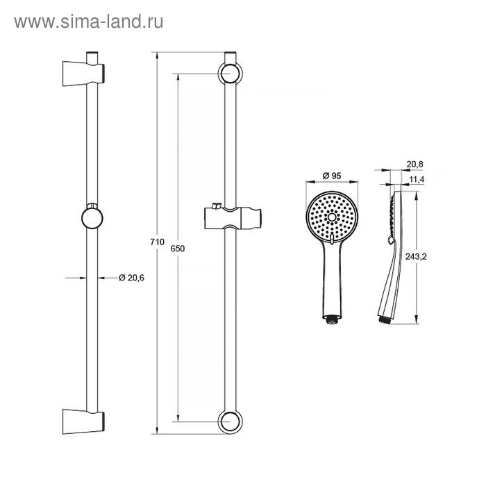 

Душевой гарнитур IDDIS Cuba, CUB3F00i16