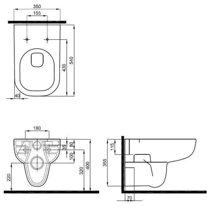 Унитаз подвесной IFO Grandy Rimfree RP213100200