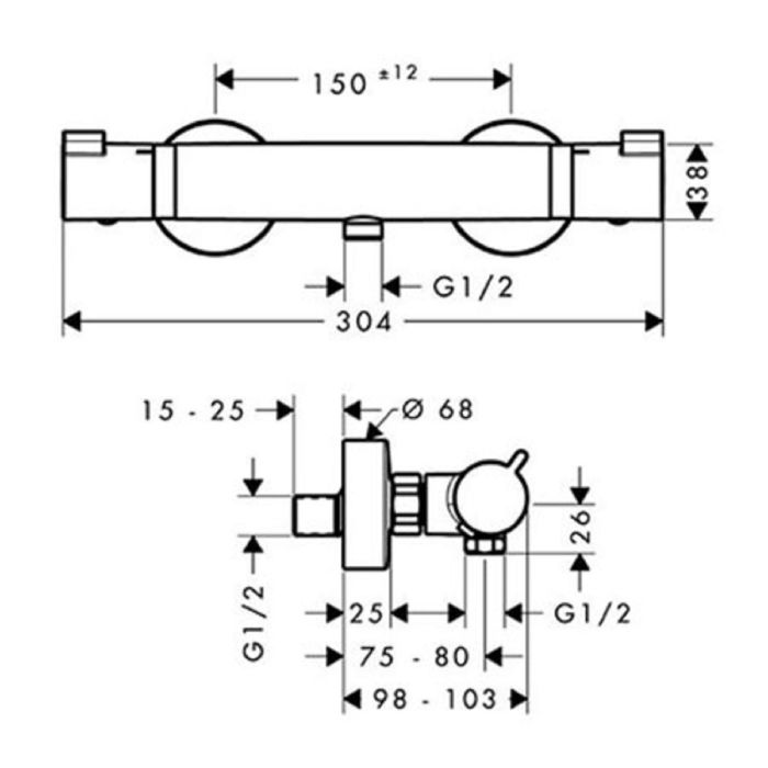 Смеситель для душа Hansgrohe Ecostat Comfort 13116000, термостатический