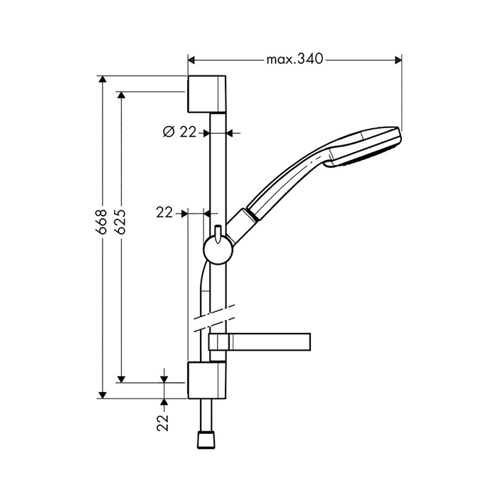 Душевой гарнитур Hansgrohe Croma 100 со штангой 65 см и мыльницей