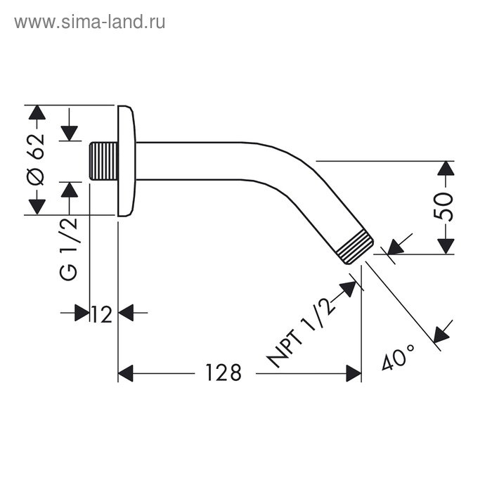 

Держатель душа Hansgrohe 27411000, 128 мм, G 1/2