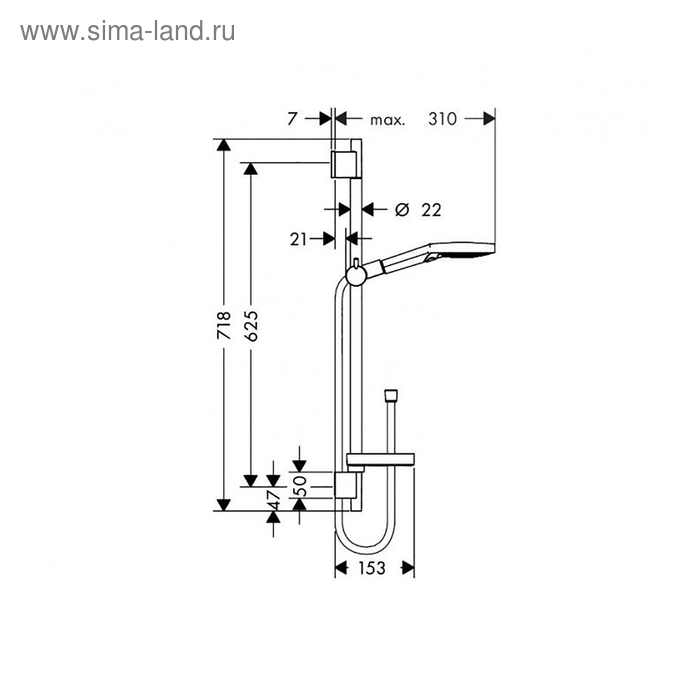 фото Душевой гарнитур hansgrohe raindance select 120 unica set, со штангой 65 см