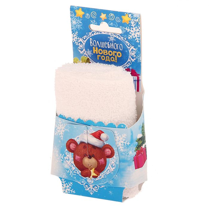 Полотенце в открытке Collorista "Волшебного Нового года!", 30х30 см, 100% хлопок, 410 гр/м2 138373