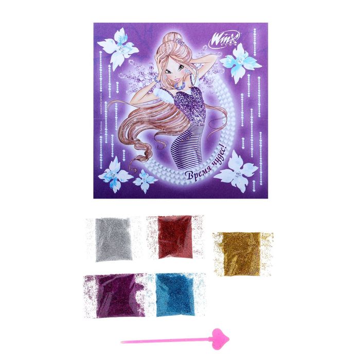 Фреска блестками (5 цветов по 2 г, стека) "Время чудес!", феи ВИНКС: Флора