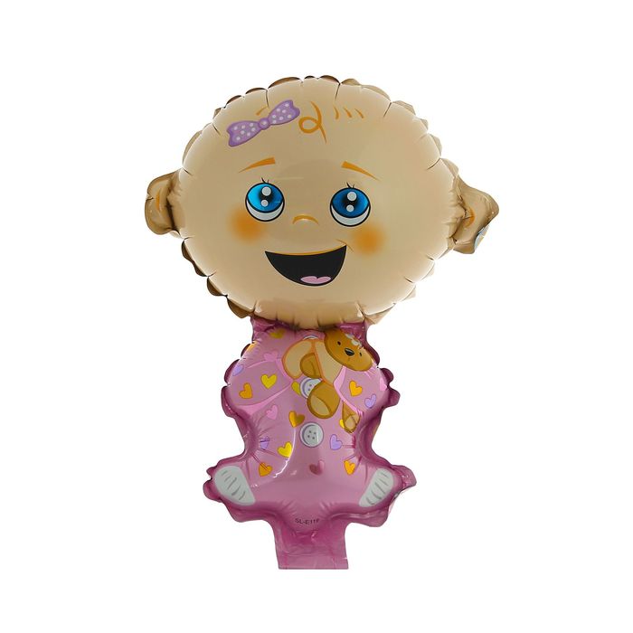 Шар фольгированный 14" с клапаном "Малыш-девочка" б/палочки