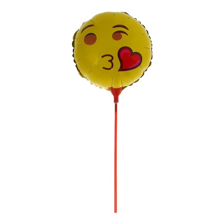 Шар фольгированный 8,5" с палочкой "Улыбка воздушный поцелуй"