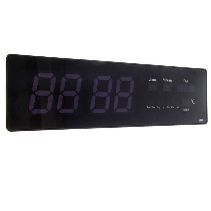 Часы настенные электронные Big: календарь, время, синие цифры