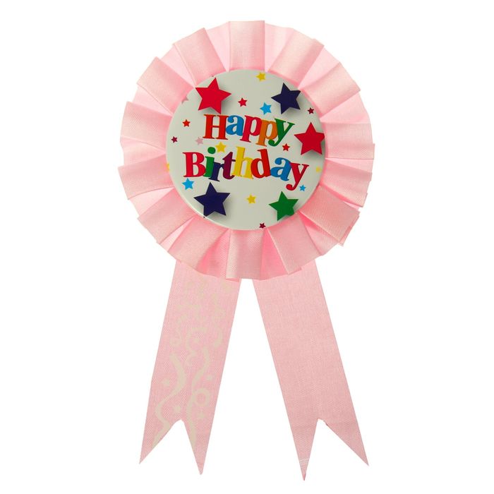 Значок орден "С днем рождения" розовый цвет, на булавке