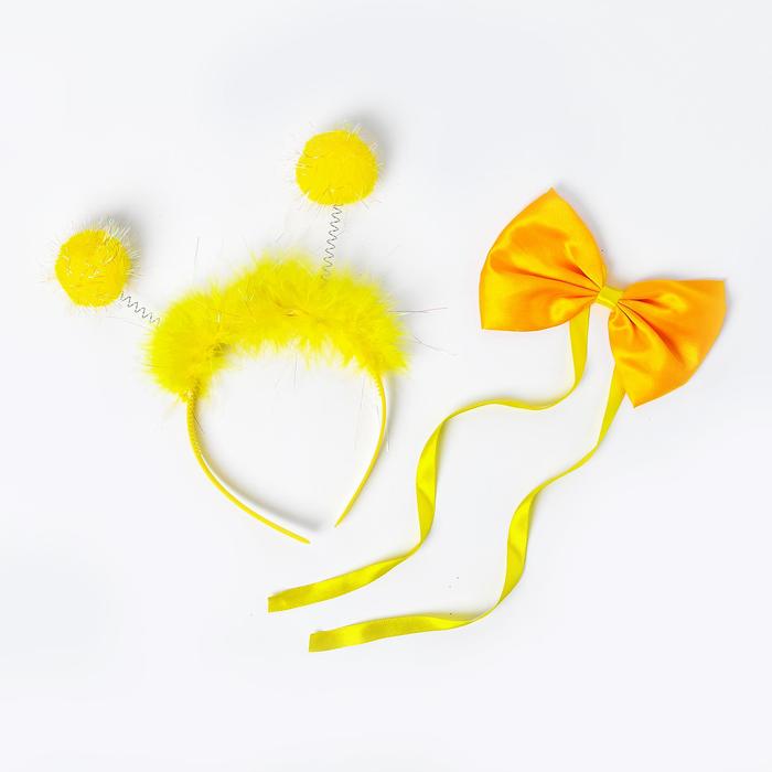 Карнавальный набор Помпушки, 2 предмета ободок, бабочка, цвет жёлтый