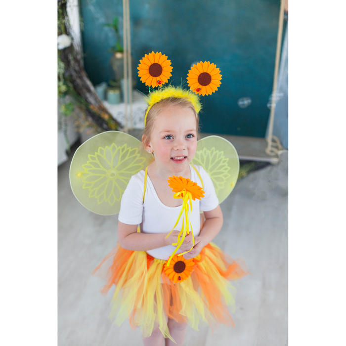Карнавальный набор "Подсолнух", 4 предмета: ободок, жезл, крылья, юбка, 3-4 года