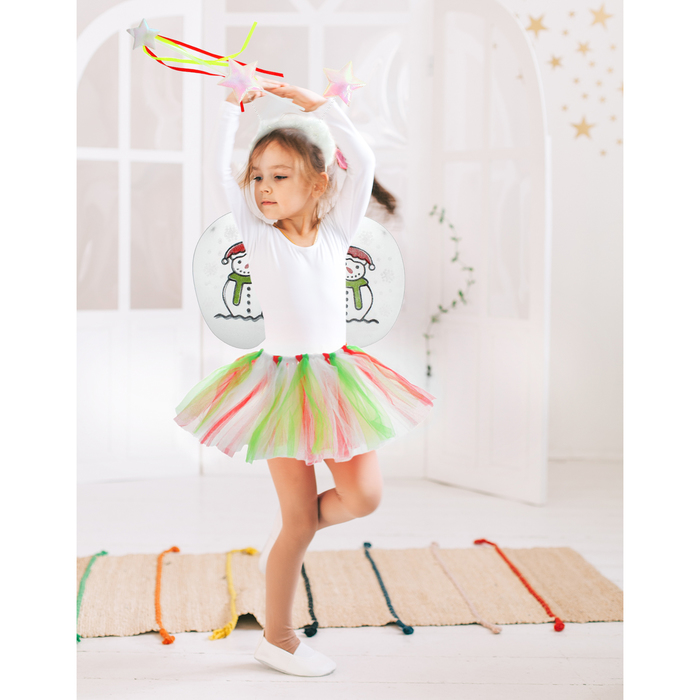 Карнавальный набор "Снеговик", 4 предмета: ободок, жезл, крылья, юбка, 3-4 года