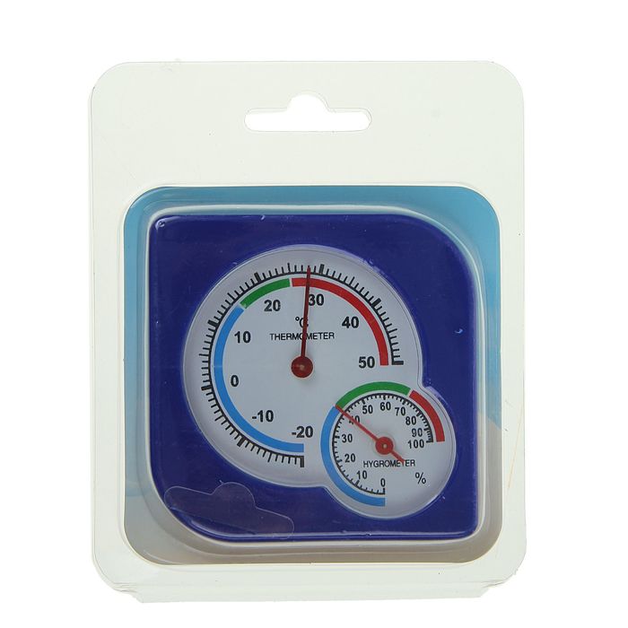 Термометр уличный, гигрометр, 7*7 см, синий