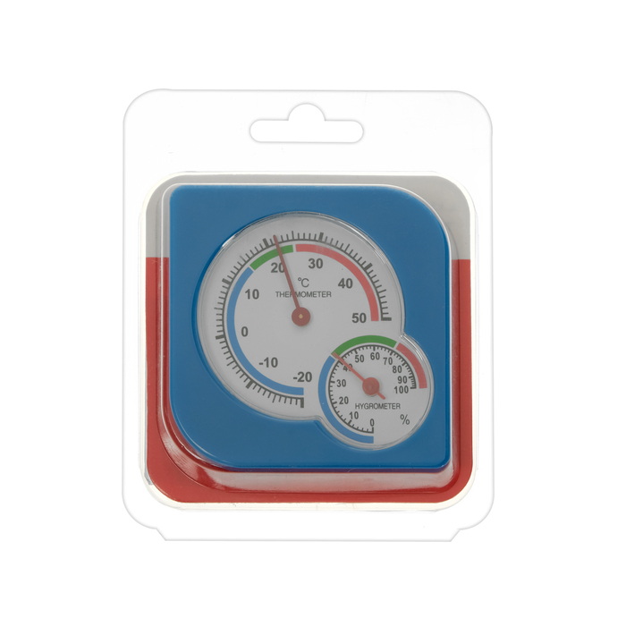 Термометр уличный, гигрометр, 7*7 см, синий