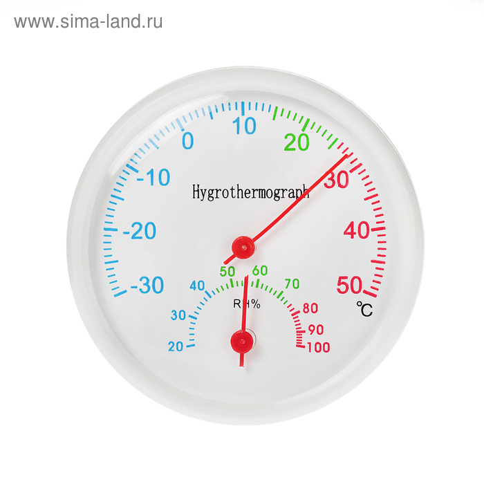 Термометр уличный, гигрометр, d=6.5 cм, белый