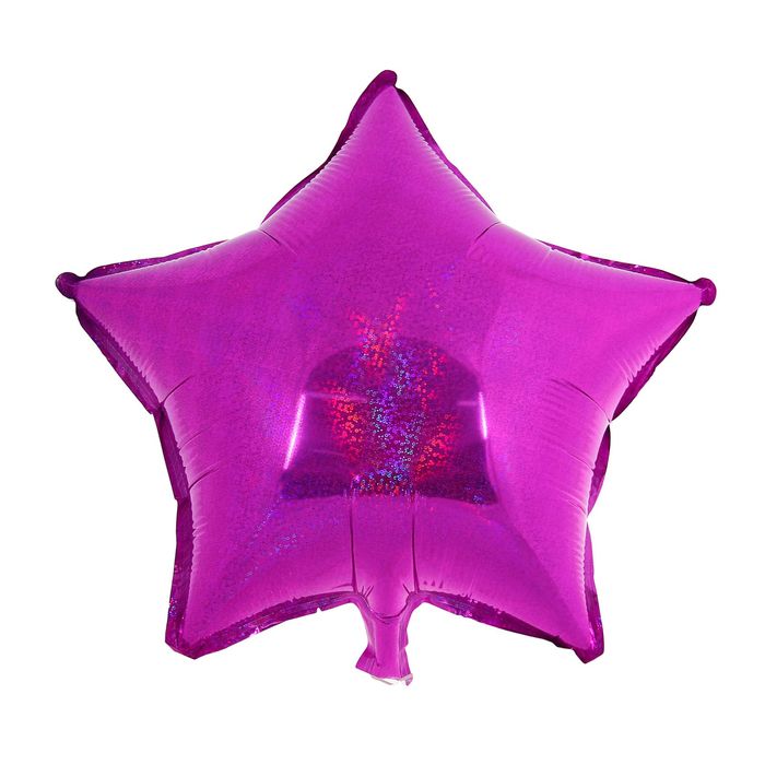 Шар фольгированный 18" "Звезда", голография, цвет фуксии